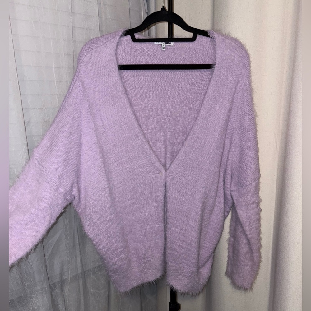 Light purple fuzzy cardigan